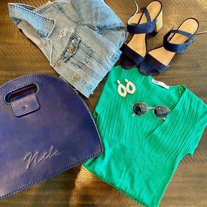 Fitted Midi Dress w/ Plunging Neckline